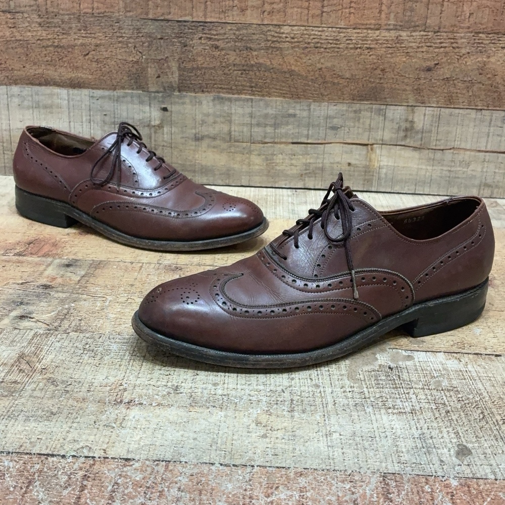 Allen Edmonds Chester Shoes Mens Size 8.5 C 41.5 Brown Leather Wingtip VTG